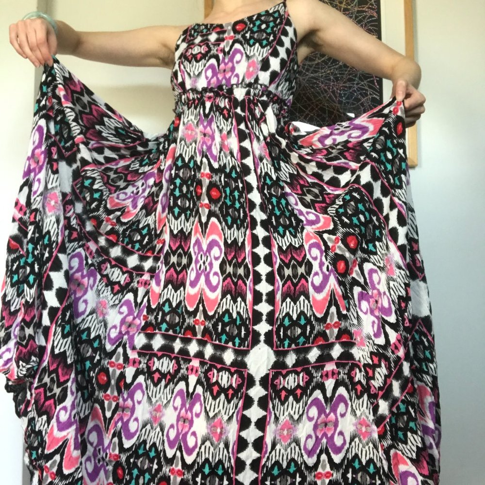 NWOT Raga Backless / Low Back Sleeveless Multi-Colored Maxi Dress